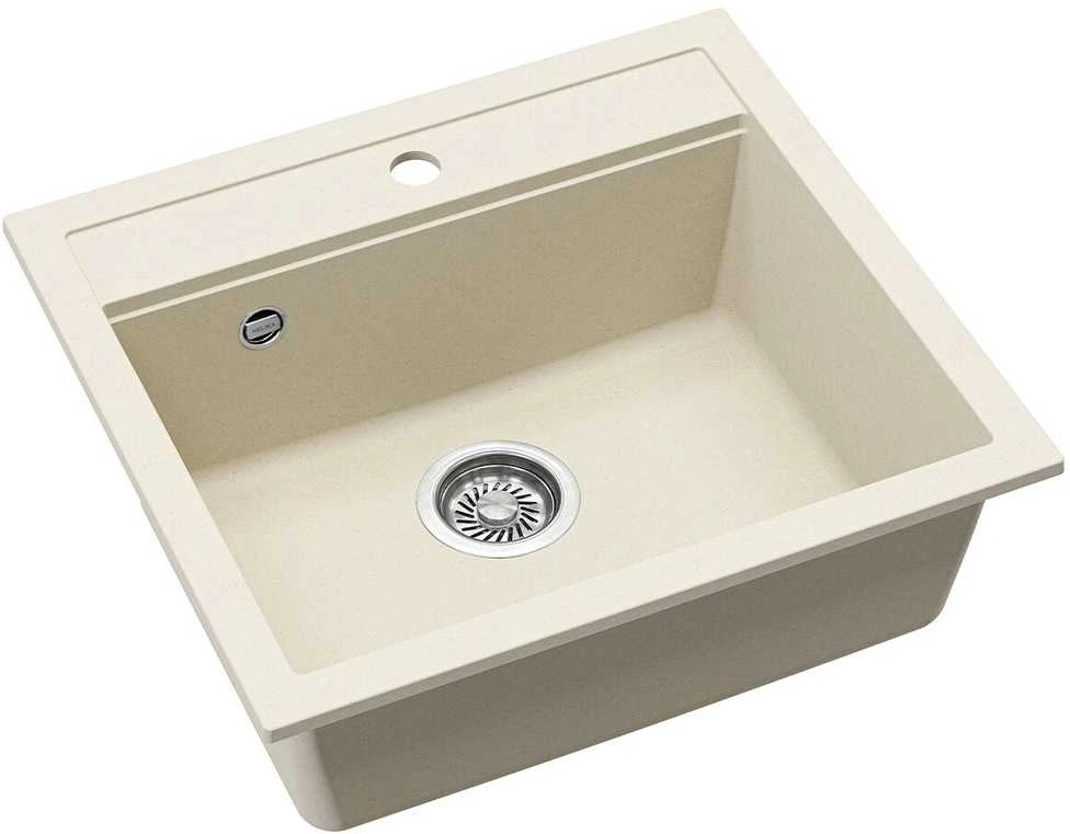 Compotexa Akmens masės plautuvė HELIKA Quadro SQQ100W, Silicsana spalva: Migdolinė | Blanched almond 113