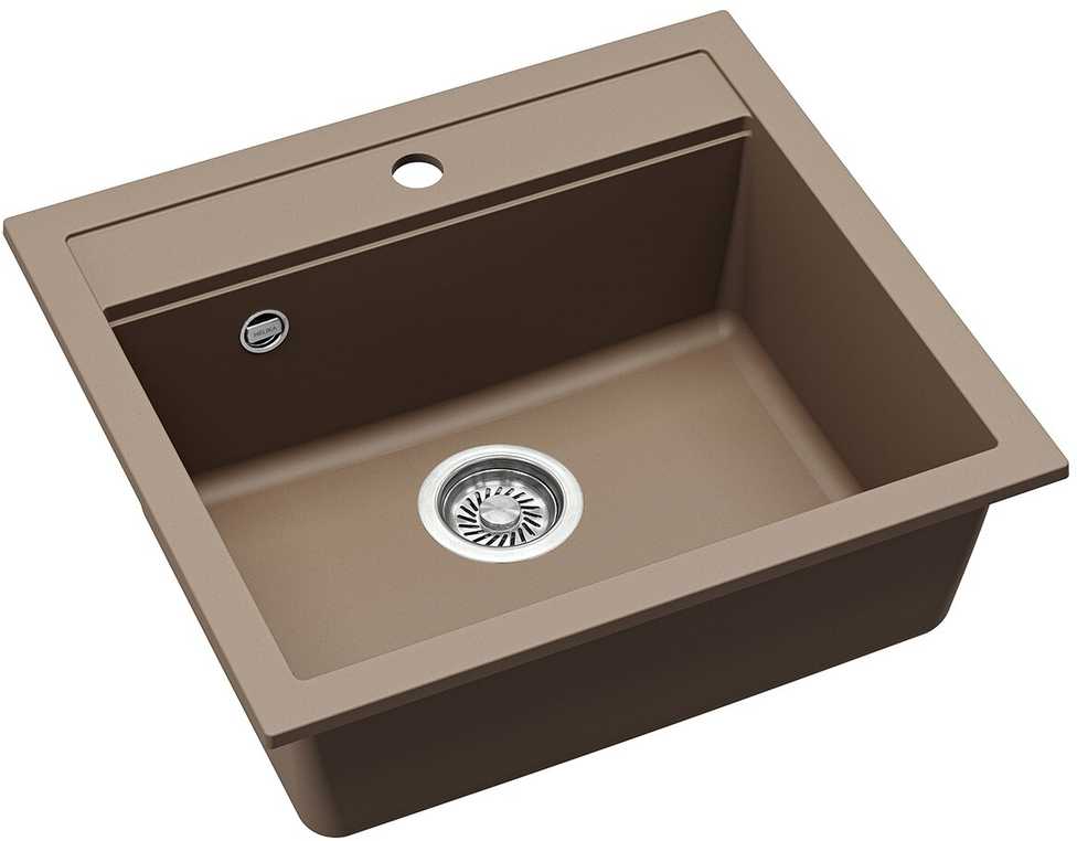 Compotexa Akmens masės plautuvė HELIKA Quadro SQQ100W, Silicsana spalva: Šviesiai ruda | Mocha warm 114