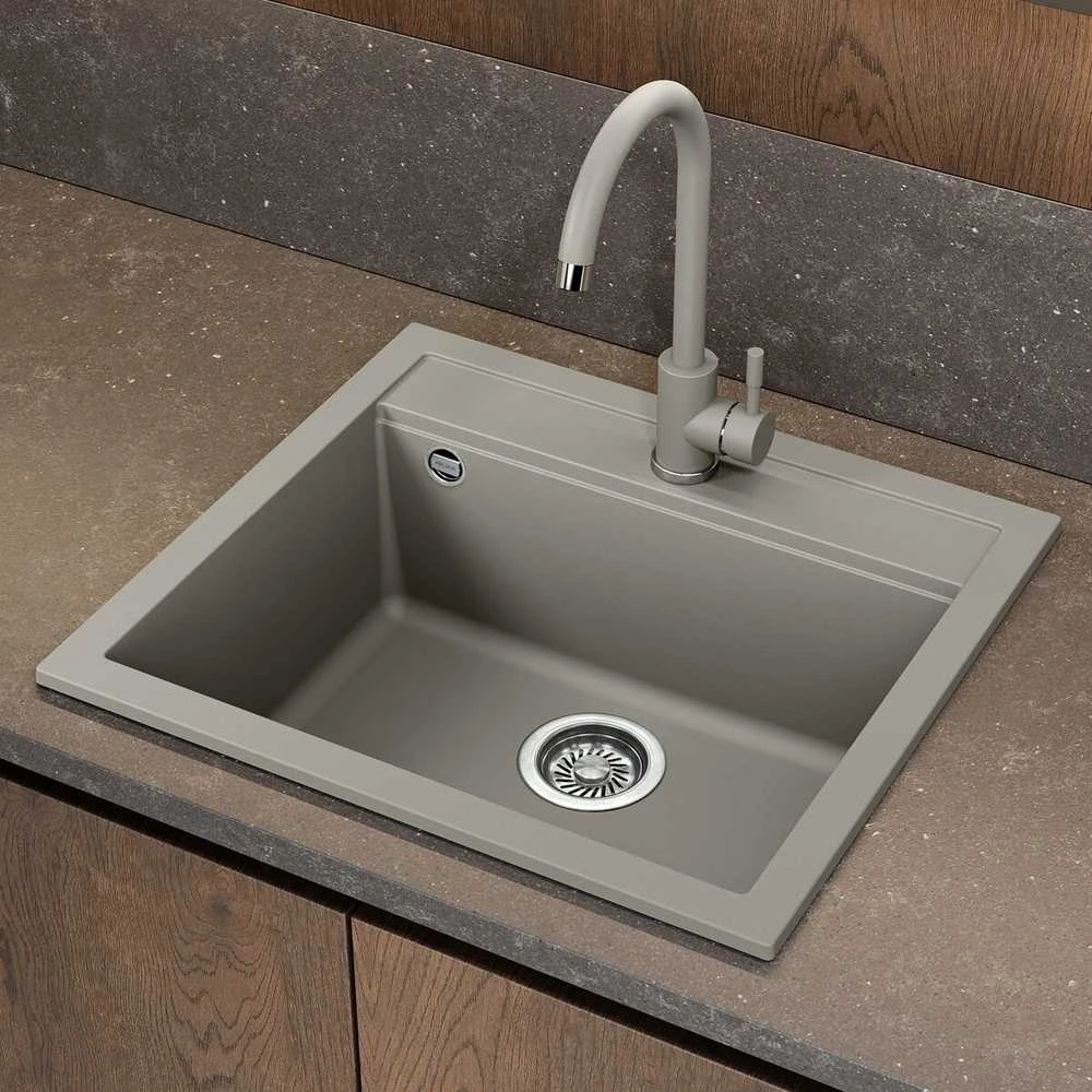 Compotexa Akmens masės plautuvė HELIKA Quadro SQQ100W, Silicsana spalva: Grafitas | Graphite 222