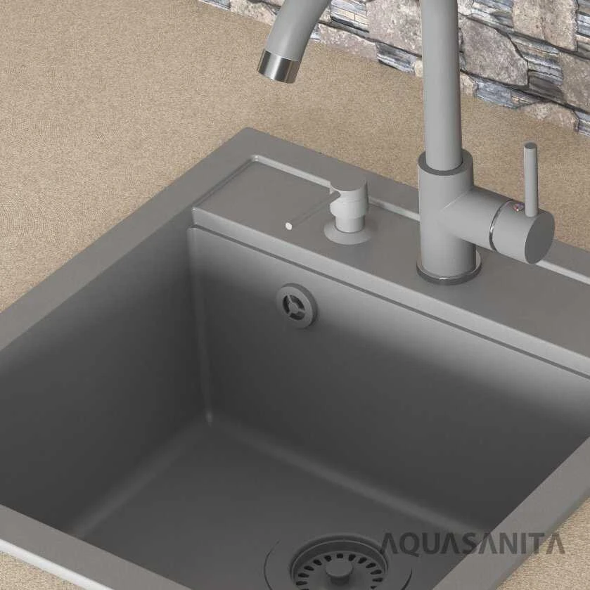Compotexa Akmens masės plautuvė HELIKA Quadro SQQ100W Smėlio | rusvai gelsvas 110