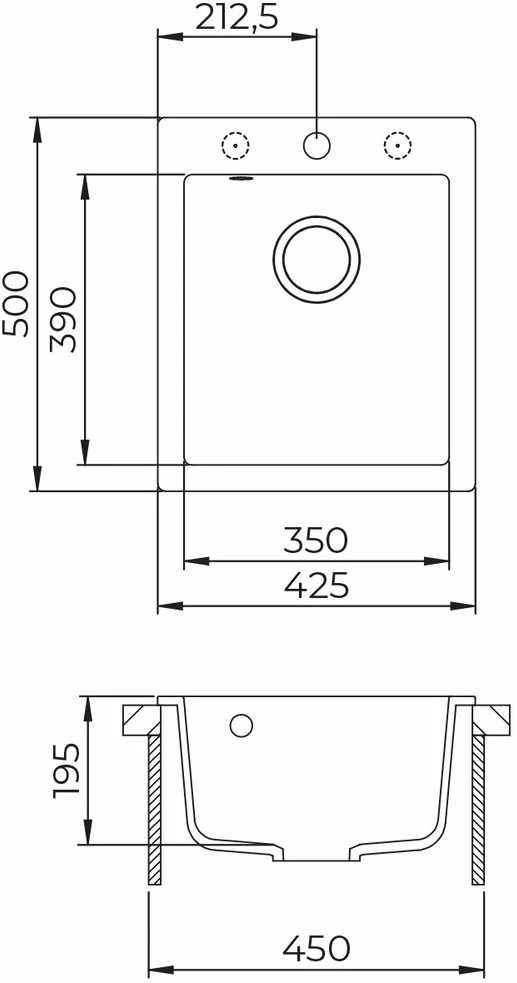 Compotexa Akmens masės plautuvė HELIKA Simplex SQS100W, Silicsana spalva: Smėlio | rusvai gelsvas 110