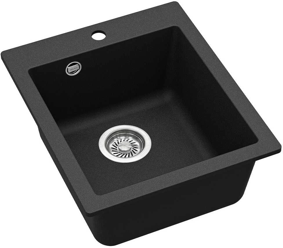 Compotexa Akmens masės plautuvė HELIKA Simplex SQS100W, Silicsana spalva: Juoda | Juodas metallic 601