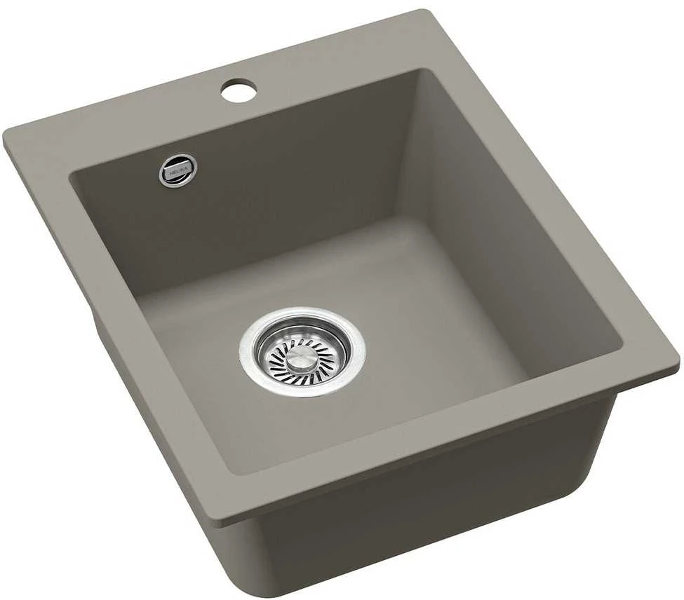 Compotexa Akmens masės plautuvė HELIKA Simplex SQS100W, Silicsana spalva: Šiltas betonas | Argent 220