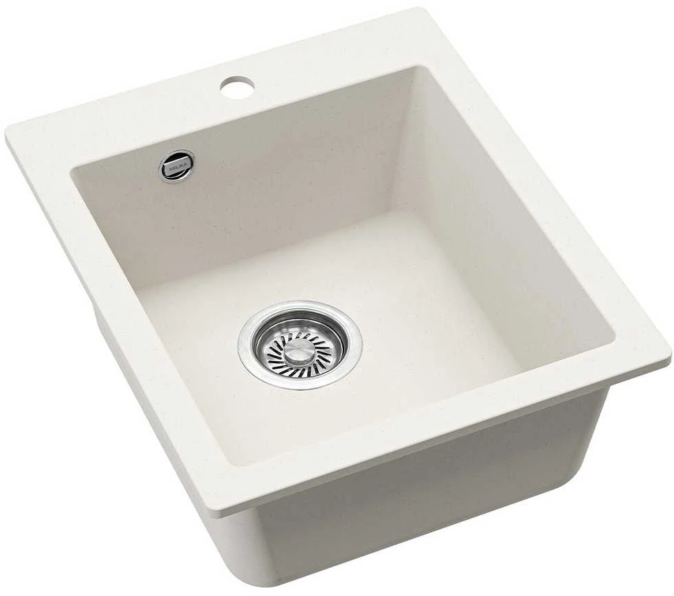 Compotexa Akmens masės plautuvė HELIKA Simplex SQS100W, Silicsana spalva: Balta | Alba 710