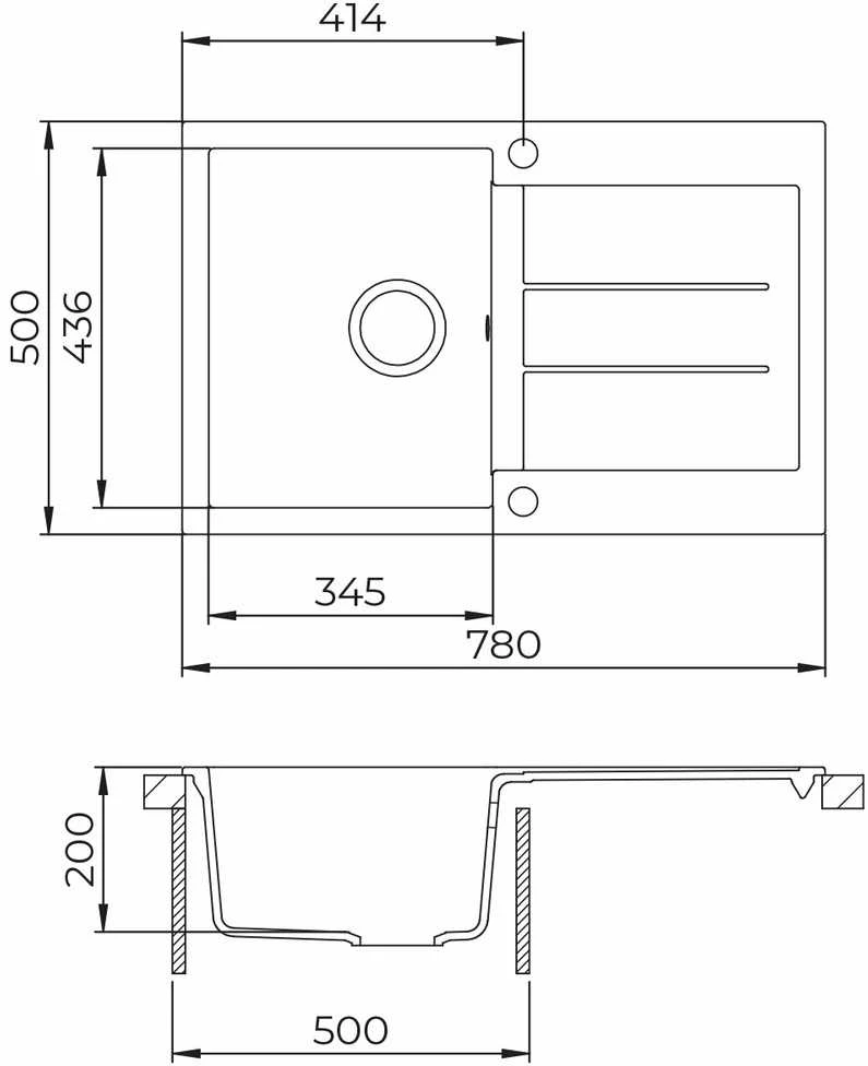 Compotexa Akmens masės plautuvė HELIKA Tessa SQT101AW, Silicsana spalva: Juoda | Juodas metallic 601