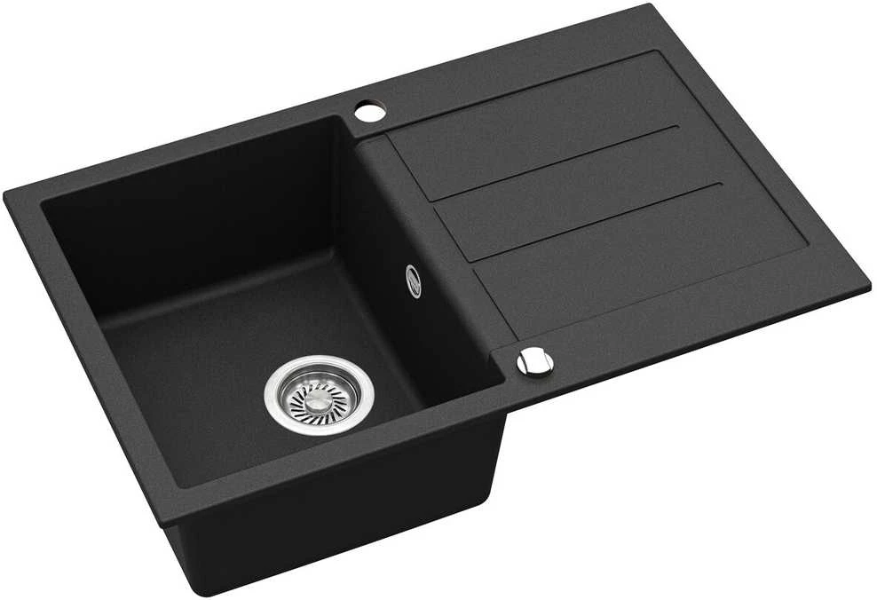 Compotexa Akmens masės plautuvė HELIKA Tessa SQT101AW, Silicsana spalva: Juoda | Juodas metallic 601