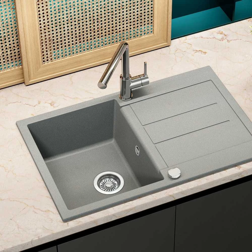 Compotexa Akmens masės plautuvė HELIKA Tessa SQT101AW, Silicsana spalva: Juoda | Juodas metallic 601