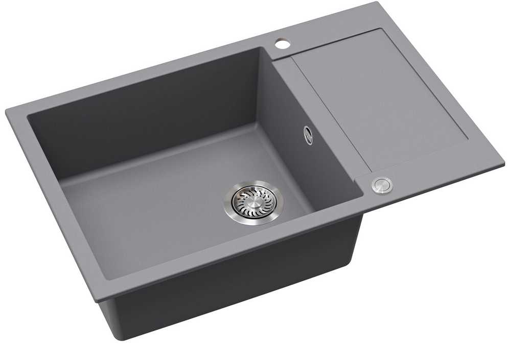 Compotexa Akmens masės plautuvė HELIKA TessaPlus SQT105AWP, Silicsana spalva: Pilka| Aliumetallic 202