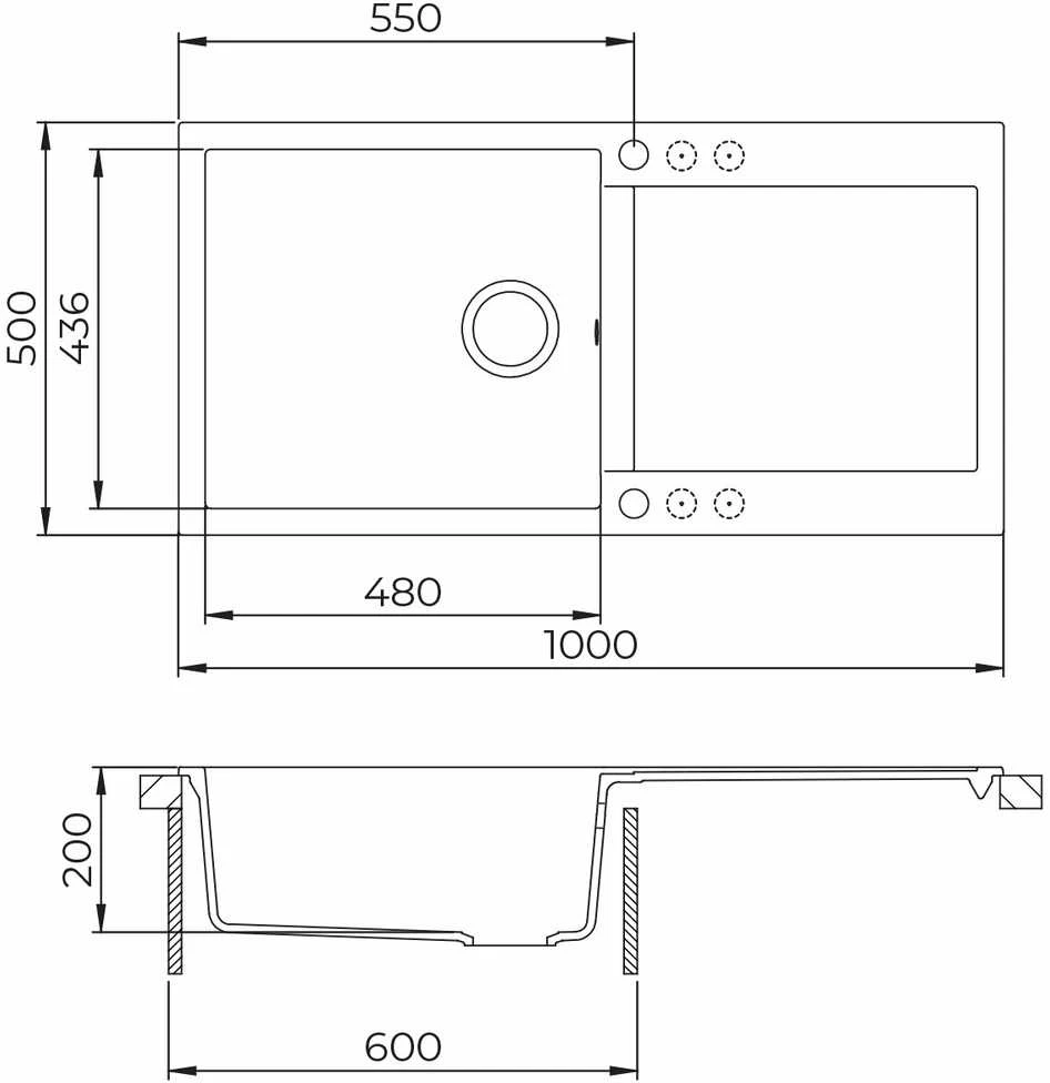 Compotexa Akmens masės plautuvė HELIKA TessaPlus SQT103AWP, Silicsana spalva: Juoda | Juodas metallic 601