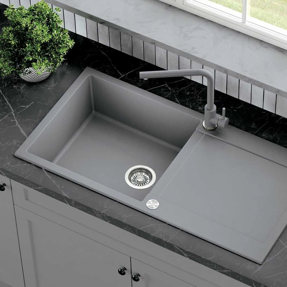 Compotexa Akmens masės plautuvė HELIKA TessaPlus SQT103AWP, Silicsana spalva: Juoda | Juodas metallic 601