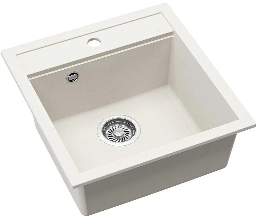 Compotexa Dirbtinio granito plautuvė HELIKA Tessa SQT100W, Silicsana spalva: Balta | Alba 710