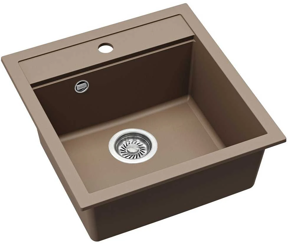 Compotexa Dirbtinio granito plautuvė HELIKA Tessa SQT100W, Silicsana spalva: Šviesiai ruda | Mocha warm 114