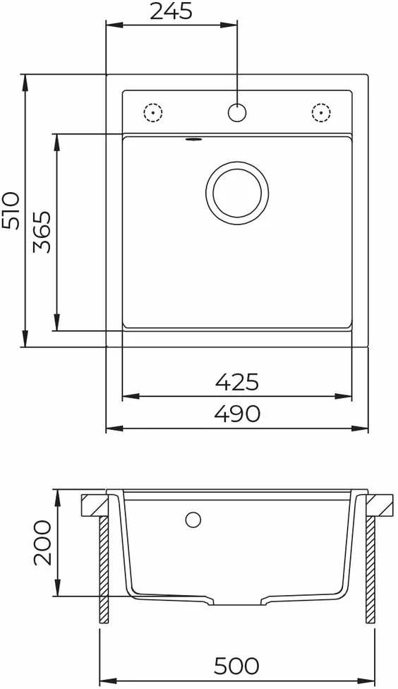 Compotexa Dirbtinio granito plautuvė HELIKA Tessa SQT100W, Silicsana spalva: Smėlio | rusvai gelsvas 110