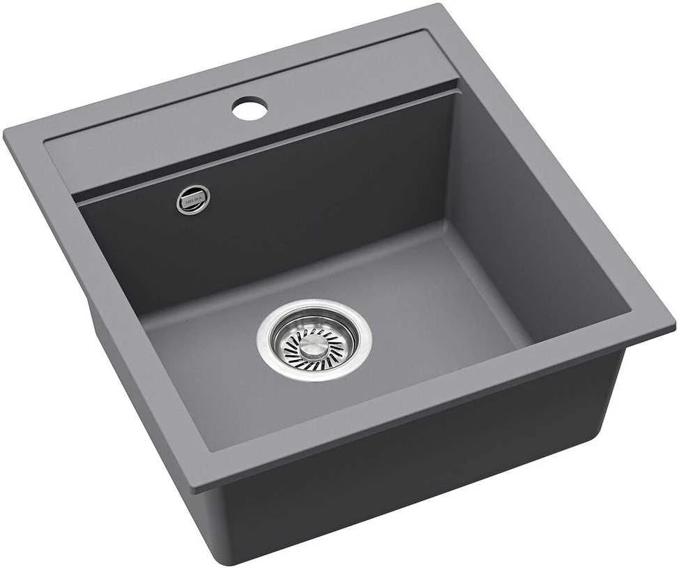 Compotexa Dirbtinio granito plautuvė HELIKA Tessa SQT100W, Silicsana spalva: Pilka| Aliumetallic 202
