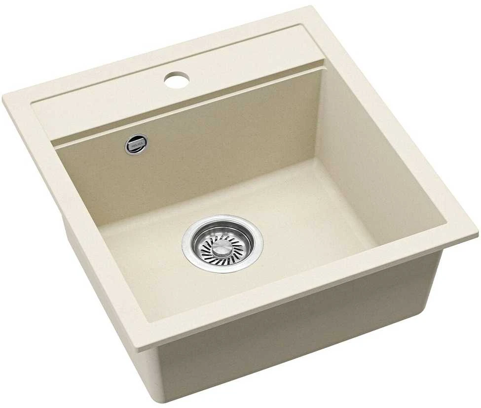 Compotexa Dirbtinio granito plautuvė HELIKA Tessa SQT100W, Silicsana spalva: Migdolinė | Blanched almond 113