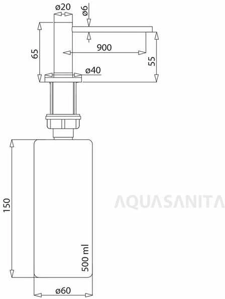 Aquasanita Compotexa Skysto muilo dozatorius DS Silicsana Juoda | Juodas metallic 601