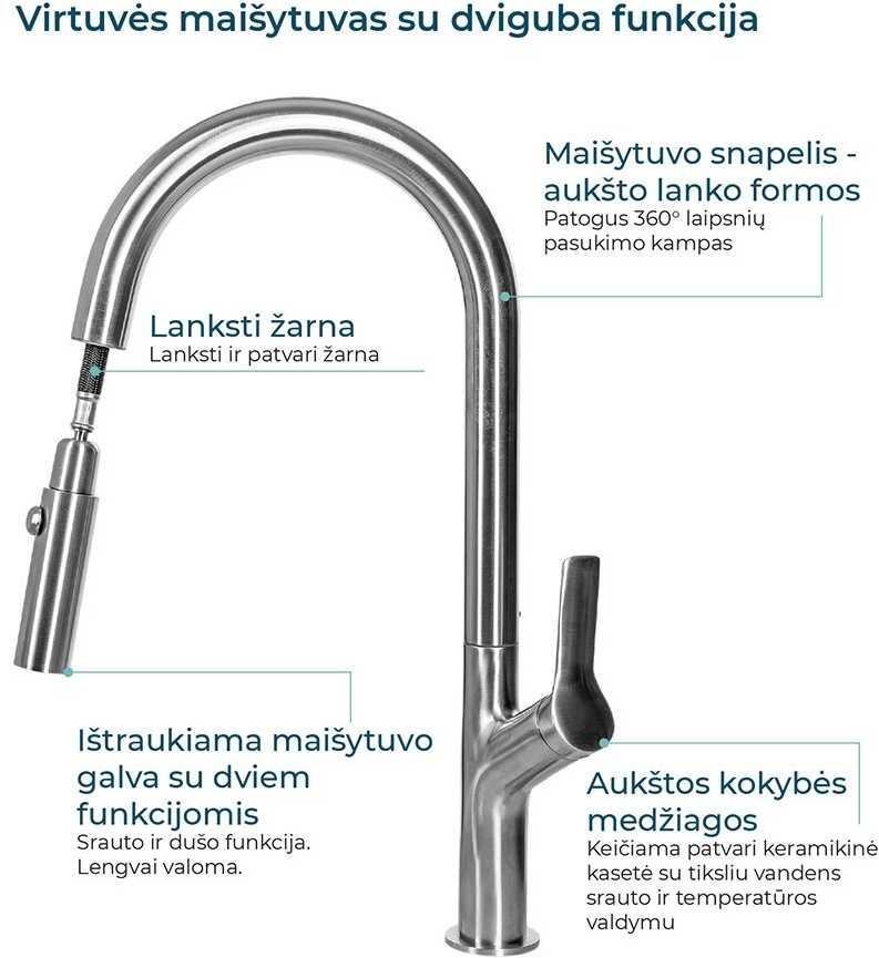 Plautuvės maišytuvas HELIKA Grata 7723-601, juodos spalvos, neteisingas: Juoda | Juodas metallic 601