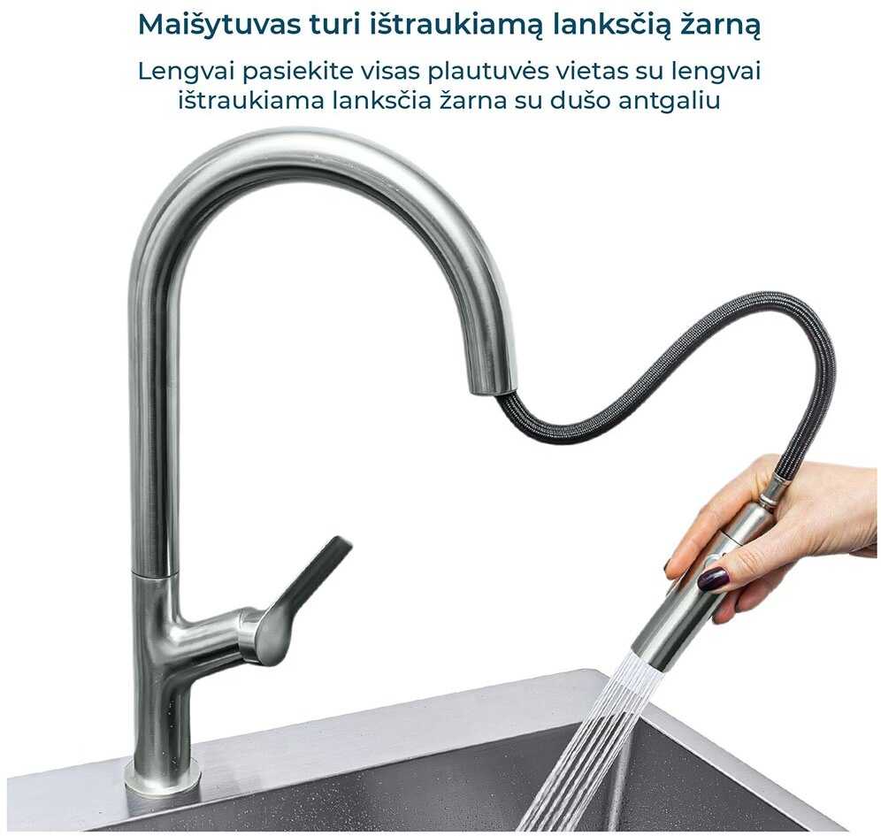 Plautuvės maišytuvas HELIKA Grata 7723-601, juodos spalvos, neteisingas: Juoda | Juodas metallic 601