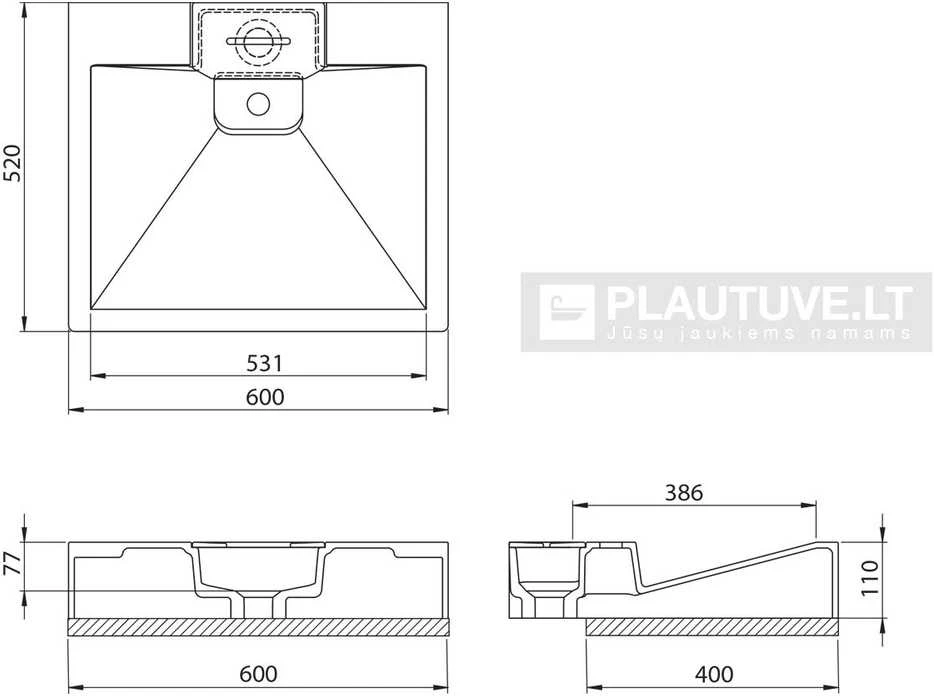 Praustuvas voniai Locus BQW520, Silicsana spalva: Juoda | Juodas metallic 601