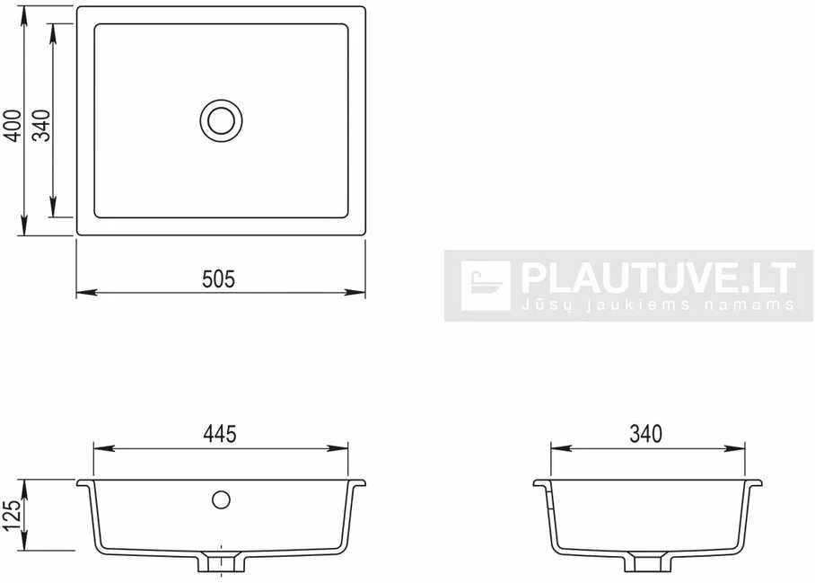 Praustuvas voniai Neces BQC50, Silicsana spalva: Juoda | Juodas metallic 601