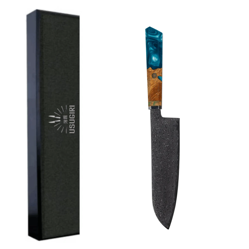 Damasko Plieno 20.1cm Santoku Peilis Usugiri JH-D-015