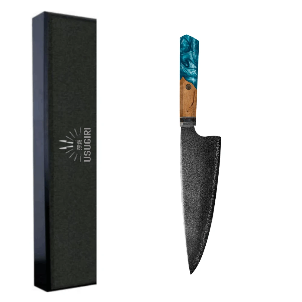 Damasko Plieno 21cm Šefo Peilis Usugiri JH-D-015