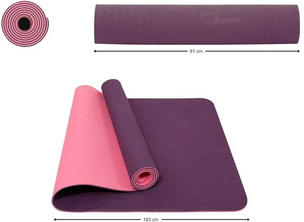Dvipusis mankštos kilimėlis THOMS Comfort Violetinė-Rožinė 183x61cm, TPE storis 8mm