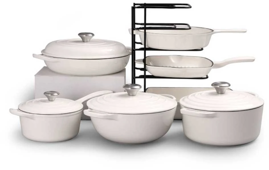 Emaliuotų ketaus puodų rinkinys TETSU Stew 7, Baltas