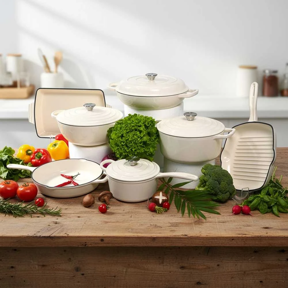 Emaliuotų ketaus puodų rinkinys TETSU Stew 7, Baltas