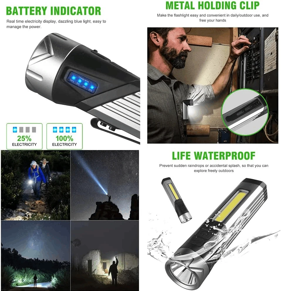 LED Žibintuvėlis Tiger Wolf HL-1309 darbui ir laisvalaikiui, pasukas 90°
