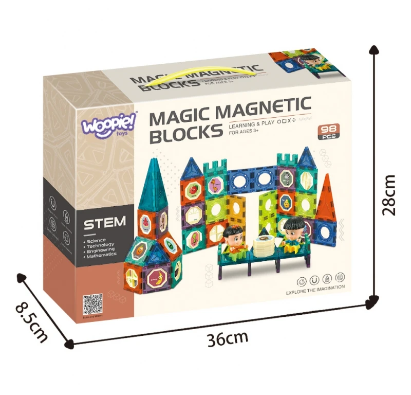 WOOPIE Magnetinės Statybinės Kaladėlės 98 vnt. Su Figūromis