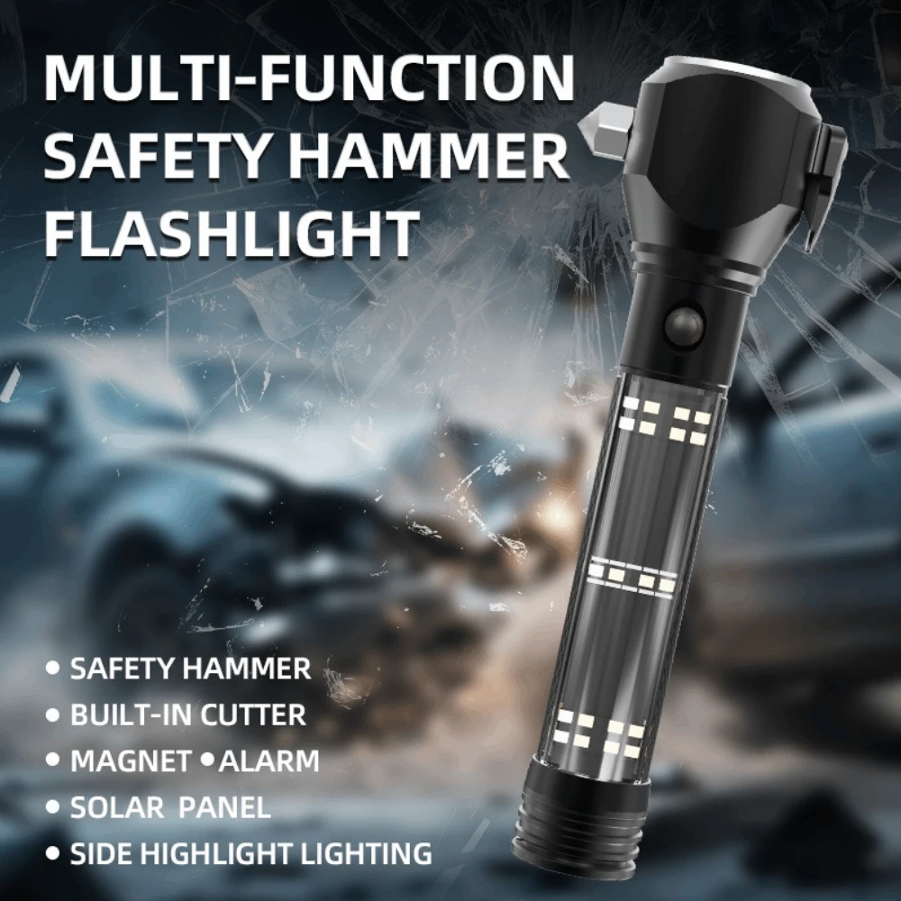 Multifunkcinis LED Žibintuvėlis Tiger Wolf HL-8236 su saulės moduliu