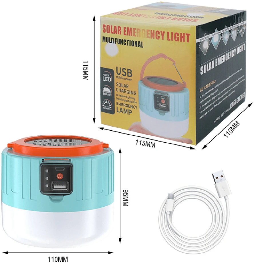 Nešiojamas Saulės Energijos Žibintas BORUiT YHX-0217 Powerbankas