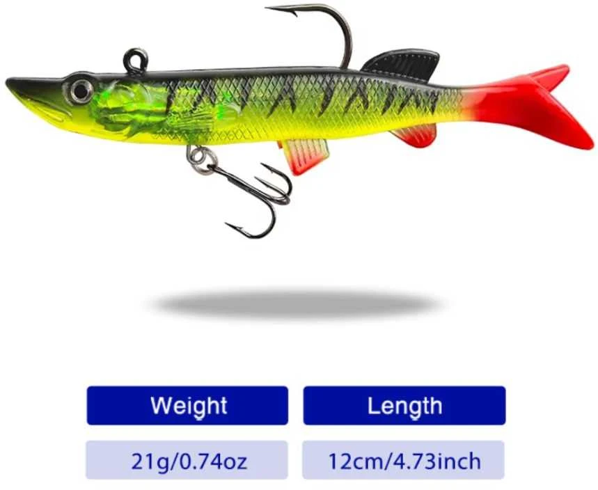 Silikoninis masalas su Jig galvute AsaTsuri T-Tail 3D Firetiger 12 cm, 23g