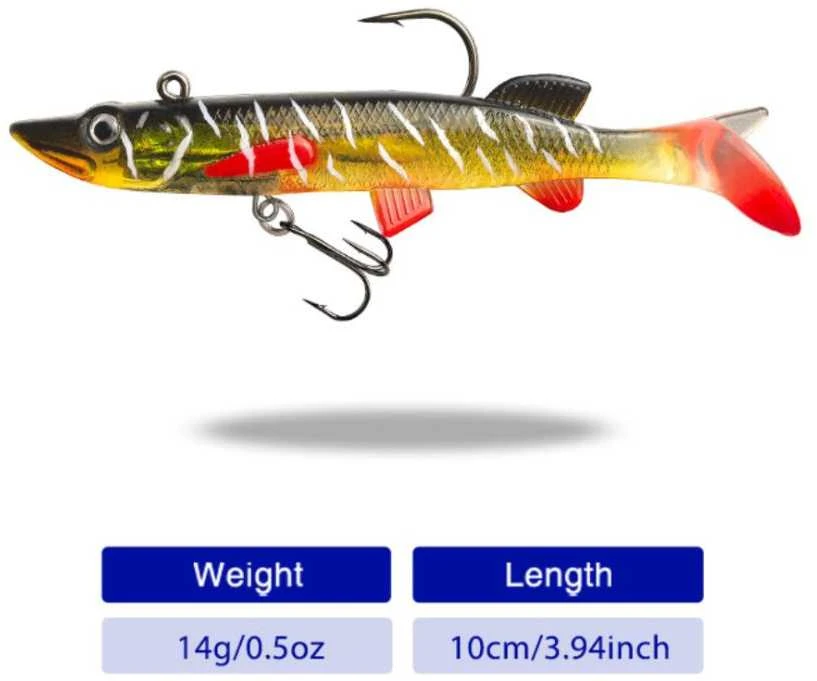 Silikoninis masalas su Jig galvute AsaTsuri T-Tail 3D NaturalPike 9cm, 15g