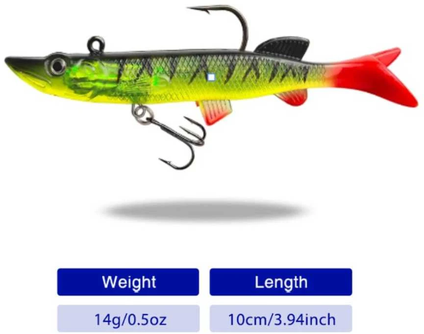 Silikoninis masalas su Jig galvute AsaTsuri T-Tail 3D Firetiger 9 cm, 15g