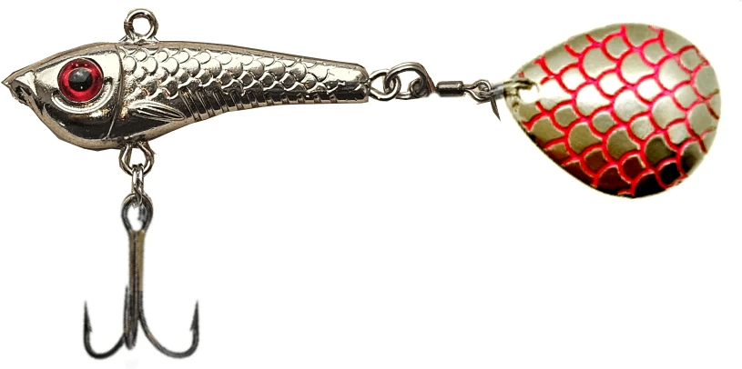 Sukriukė Quantal Lake Tail Spinner Helix 8 Sidabro sp, Uodega Raudona UV