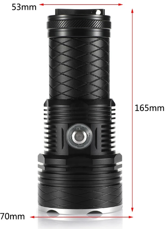 Taktinis 4-ių LED Rankinis Žibintas Dive Light XHP70, Atsparus Vandeniui iki 200m