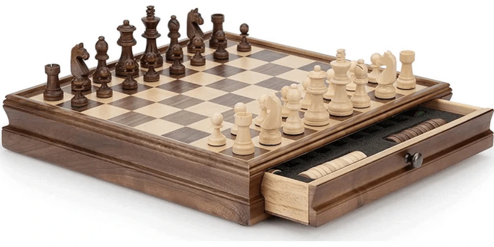 Tomaz Sport Šachmatų-Šaškių Rinkinys Riešuto Medžio, Karalius 7,6cm