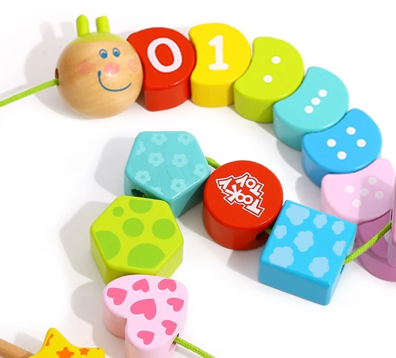 Tooky Toys Mediniai vėrimo kaladėlės Vikšras TOOKY TOY
