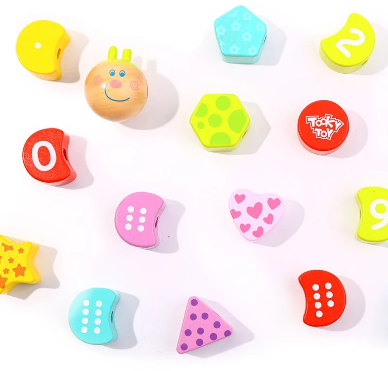 Tooky Toys Mediniai vėrimo kaladėlės Vikšras TOOKY TOY
