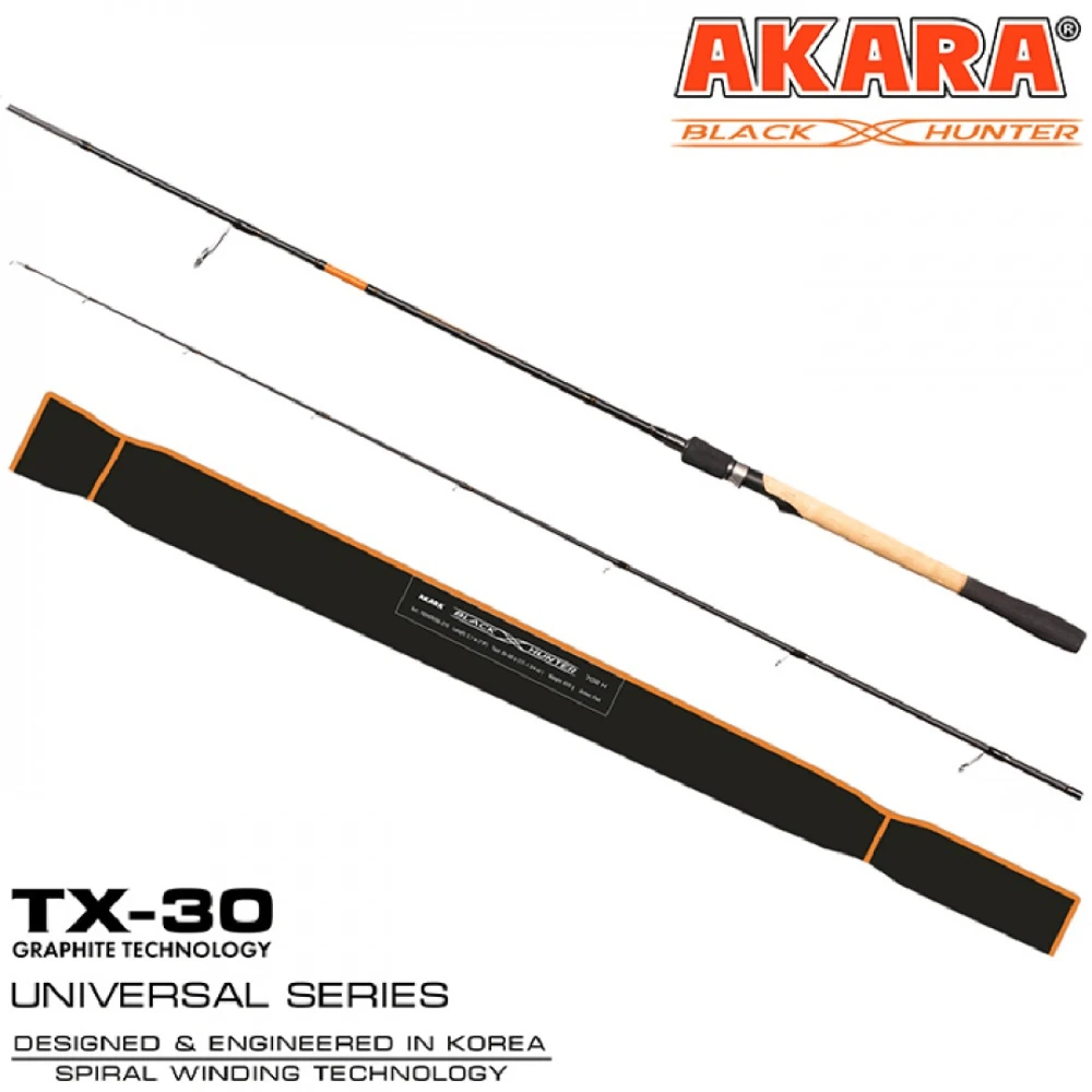 Universalus Spiningas AKARA Juodas Hunter 2-jų Dalių, Ilgis 300 cm, Testas 28-80g.