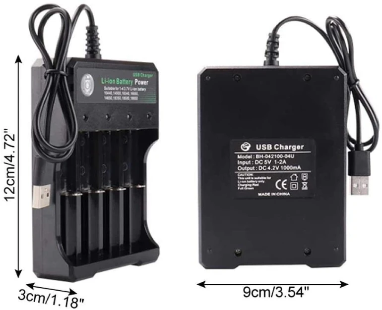 USB Baterijų Įkroviklis BMAX 3.7V, 4 Lizdų 18650