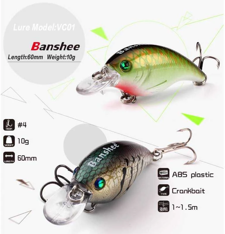 Vobleris Banshee Crankbait Bass 60mm 10g VC01 Bitter Lime Perch, Plūdrus