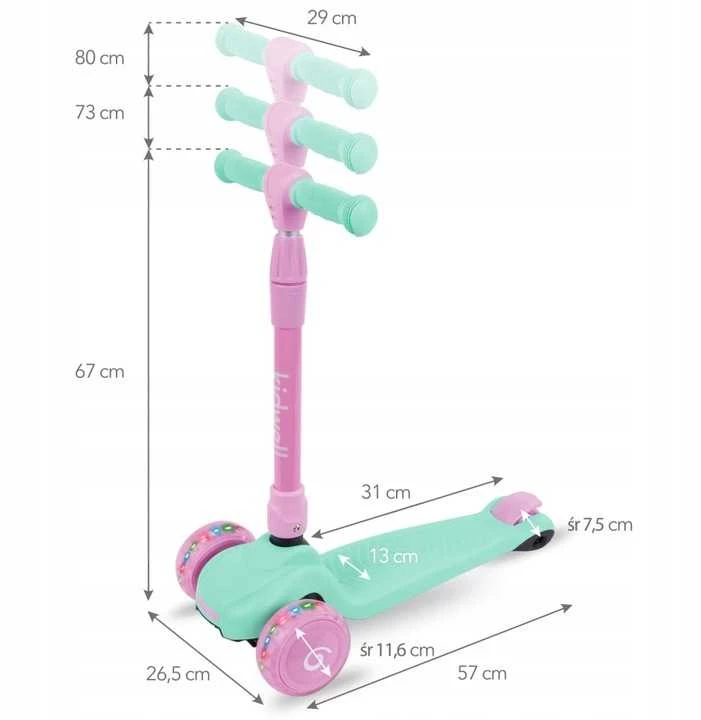 Triratis paspirtukas Kidwell Jax Mint/Rožinė