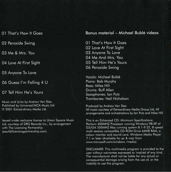 Michael Buble - Sings Totally Skirtas šviesiems plaukams CD