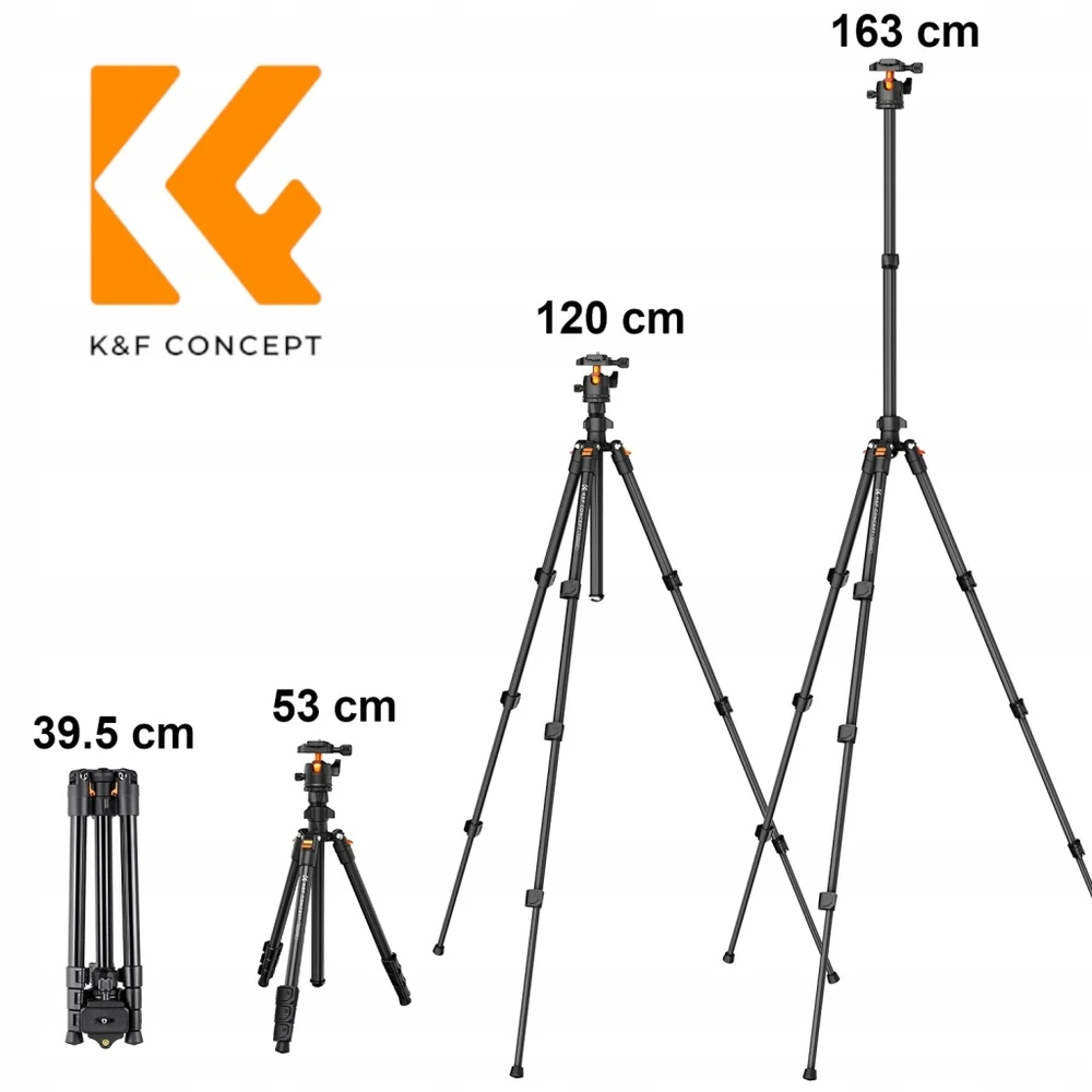 K&F Concept Fotoaparato trikojis su profesionalia 3D galvute, KF09.101V1