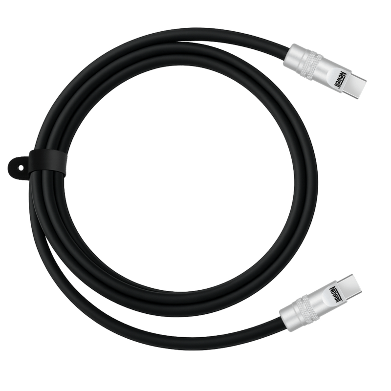 USB-C Kabelis - Newell USB-C 100W greito įkrovimo kabelis, 2m, Silikonas, Juodas