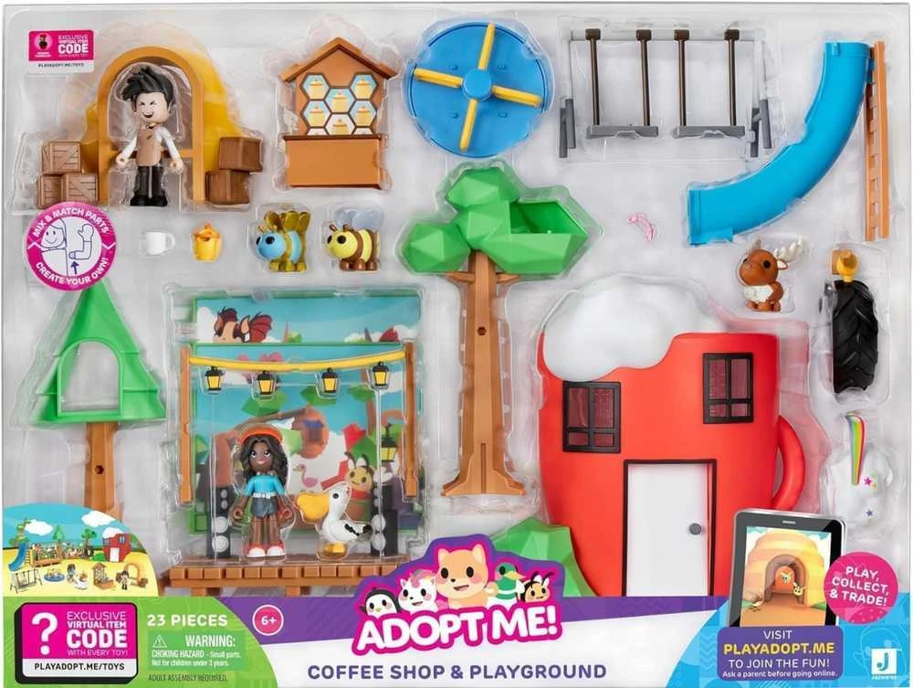 „Adopt Me“ kavinės ir žaidimų aikštelės figūrėlių bei aksesuarų rinkinys, 23 dalys