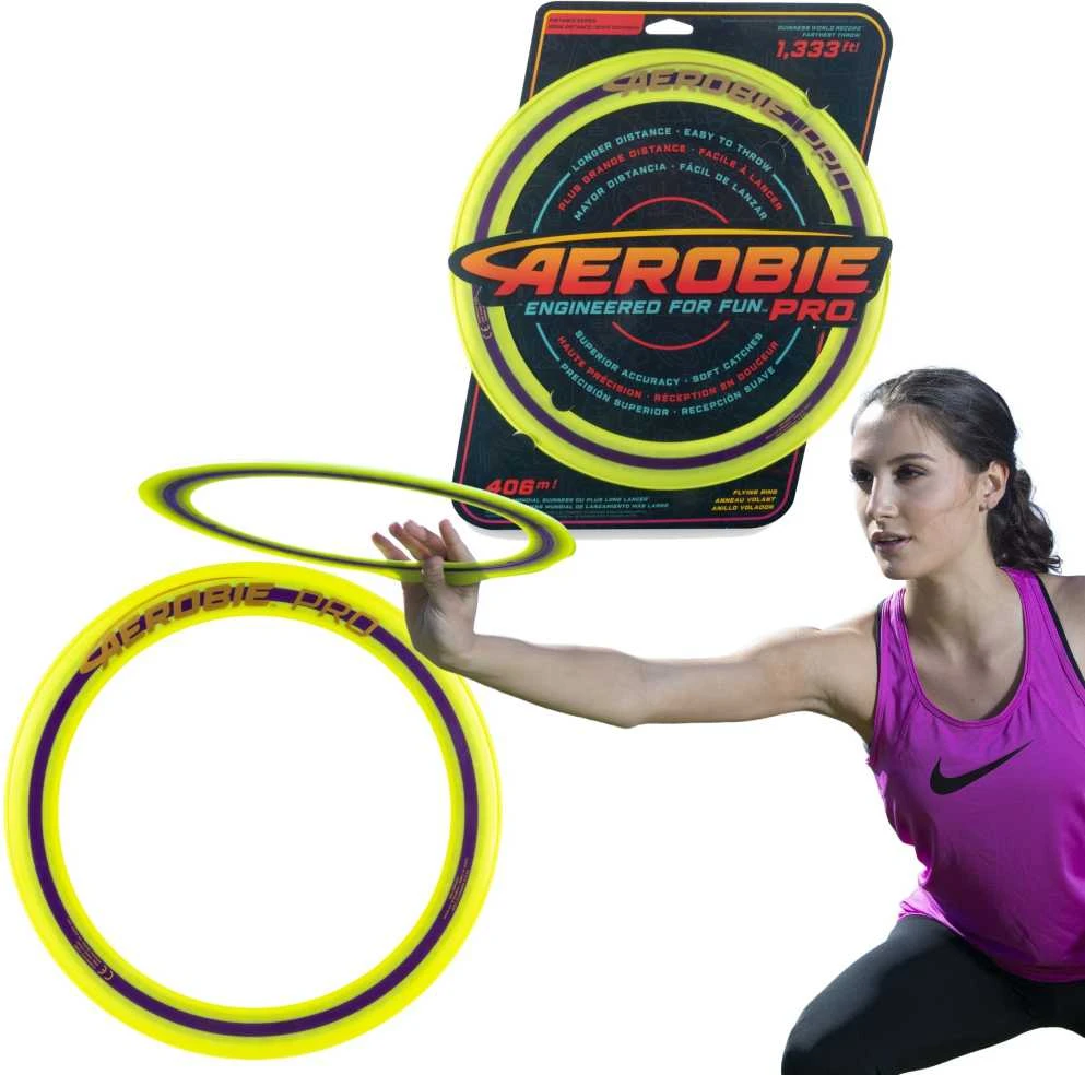 Aerobie Pro frisbio metimo lankas geltonas 33 cm Spin Master